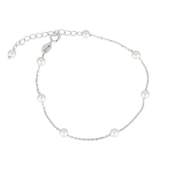 LINXIQIN Pearl 925 Sterling Silver Bracelets for Women, Fashion Adjustable Slider Unique S925 Bracelet Jewelry For Wedding Gifts