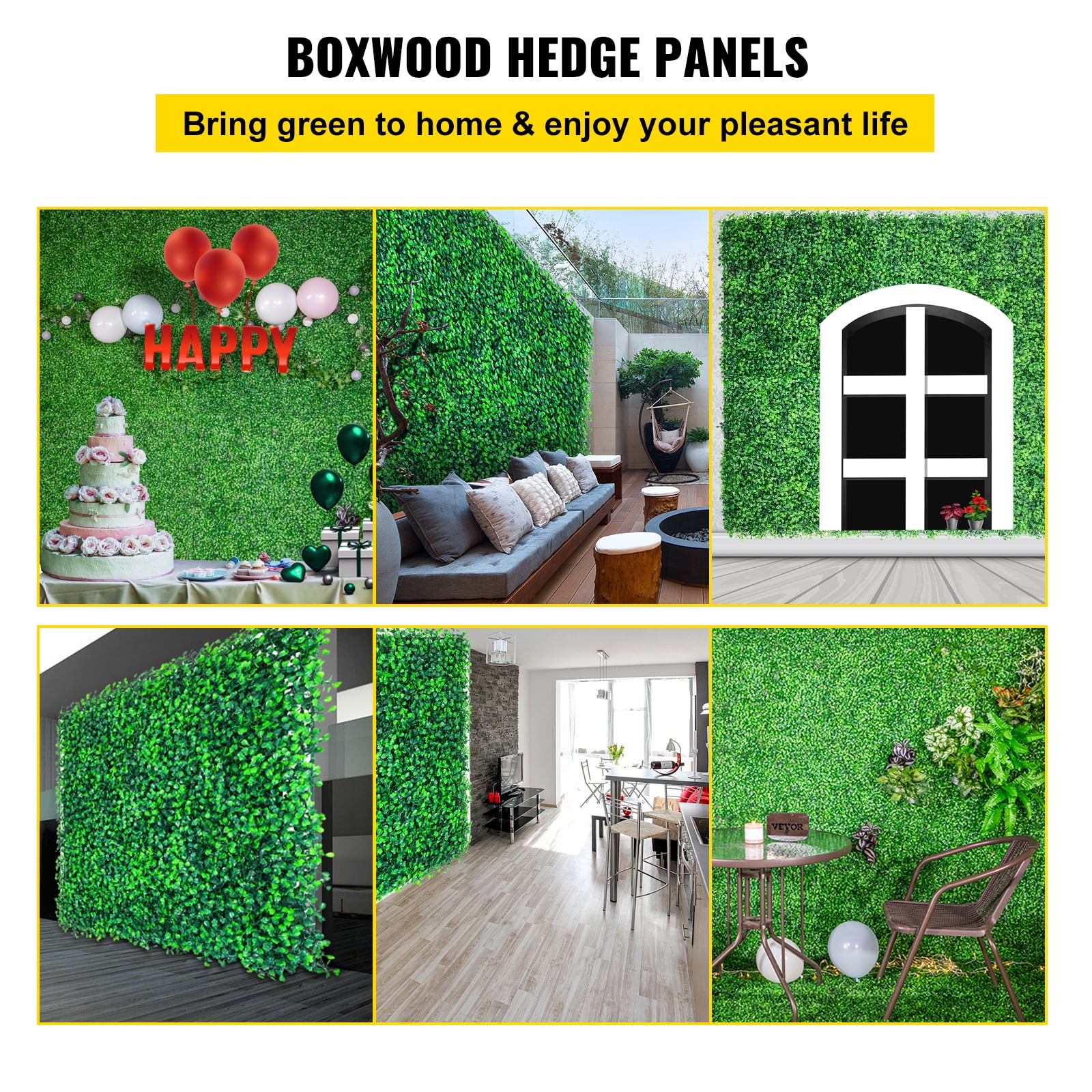 BENTISM Artificial Boxwood Panel Boxwood Hedge Wall Panel 6pcs 20x20" Garden Decor