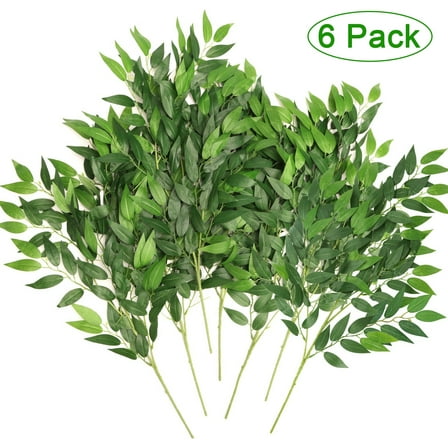 Velorien 25.6" Artificial Italian Ruscus Stems, 6 Pack Hanging Greenery Spray for Wedding Bouquet Arch Centerpieces Home Decorations