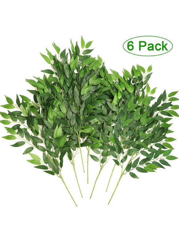 Husfou 25.6" Artificial Italian Ruscus Stems, 6 Pack Hanging Greenery Spray for Wedding Bouquet Arch Centerpieces Home Decorations
