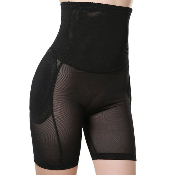 Defitshape Women's Padded Shapewear Shorts Panties Tummy Control High Waisted Butt Lifter Hip Enhancer Thigh Slimmer Shaper Seamless Black 8