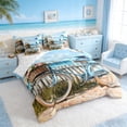 thumbnail image 2 of Manfei Watercolor Blue Bicycle Beach Bedding Comforter Set for Girls, Coastal Print King Bedding Sets, Reversible 7pcs, 2 of 6