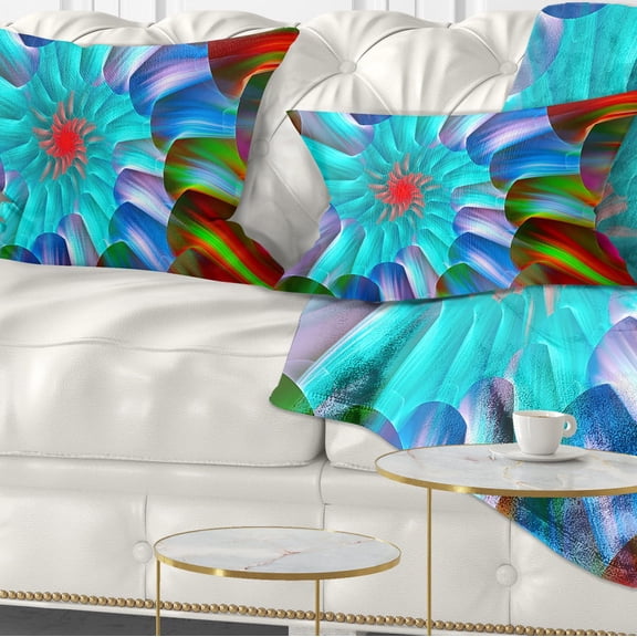 Designart Multi Layered Fractal Spirals - Abstract Throw Pillow - 12x20