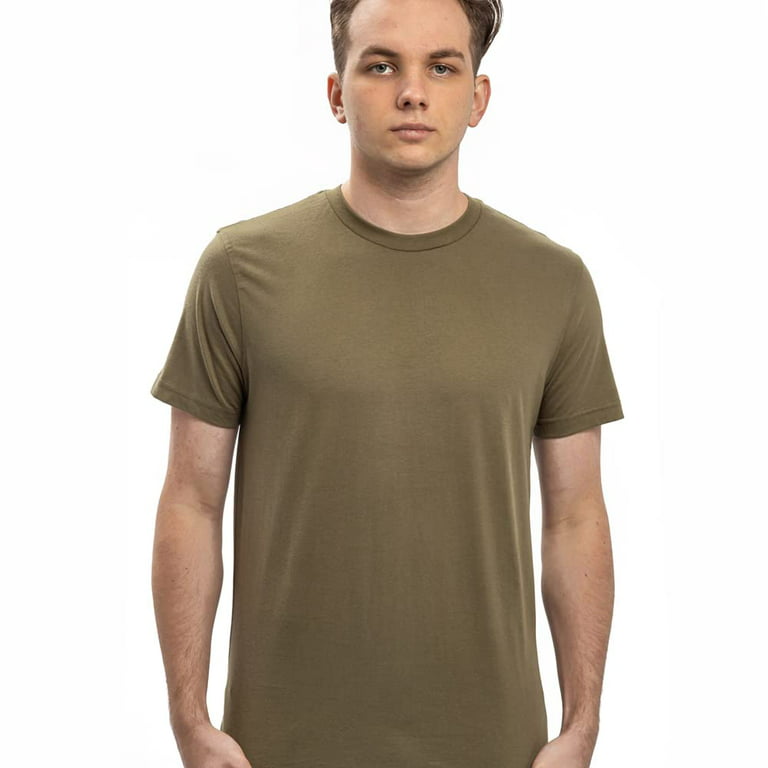 SHOHELL Solid T Shirts for Men - Pure Cotton Crew Neck (as1, Alpha, l,  Regular, Regular, Olive)
