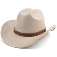 thumbnail image 1 of Sombrero vaquero Melesh Western para mujer y hombre, ala corta, color beige, 1 of 6