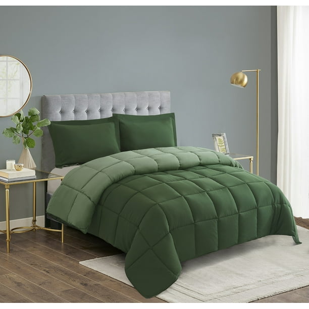 Hig Light Weight Down Alternative Comforter King Green Reversible Com Hig Light Weight Down Alternative, Light Olive Green Bed Set Full