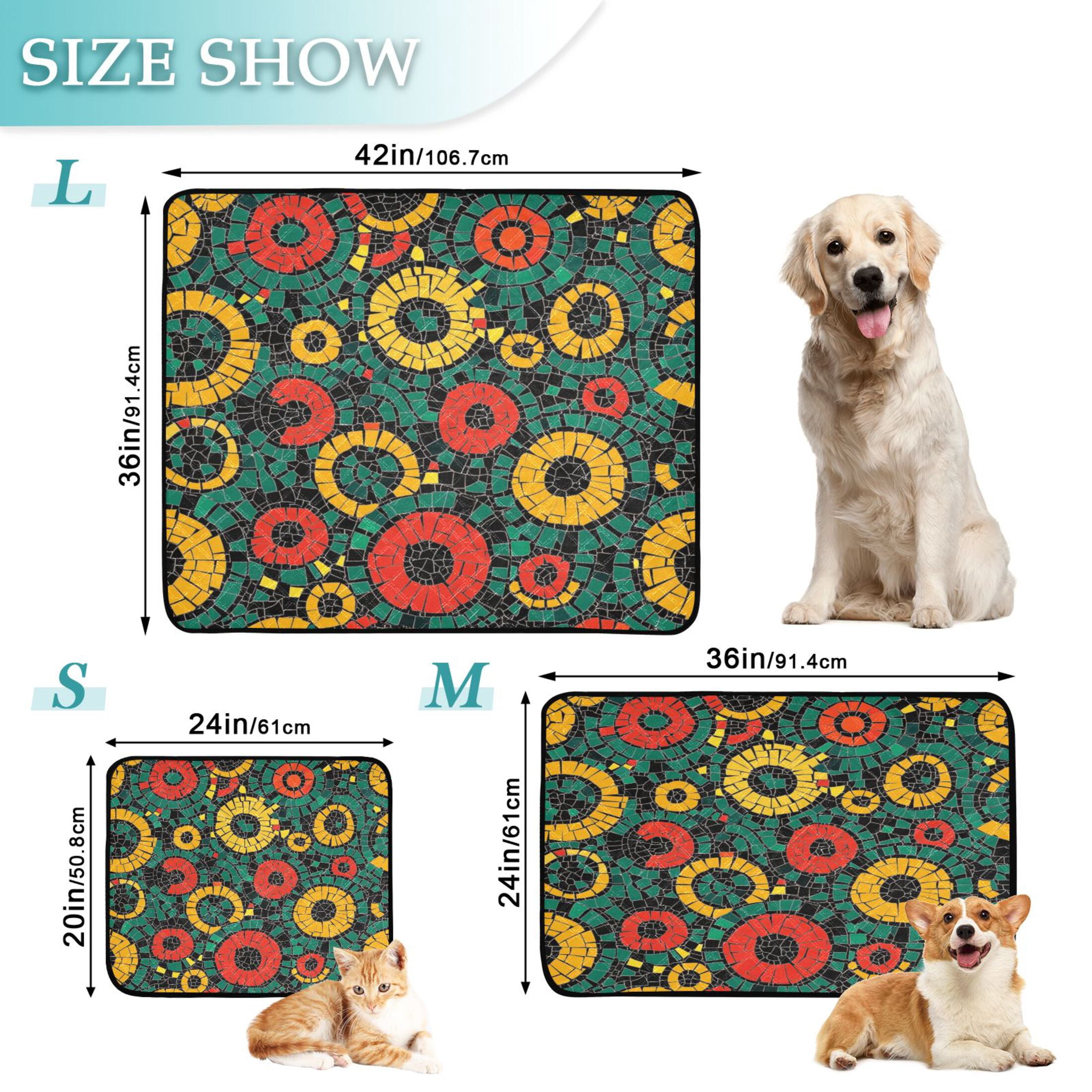 Qxltty Geometric Circle Figure Cat litter Pads Pet Set of 3 Diaper Mats Center Anti-leakage Layer Absorbent Soft and Comfortable