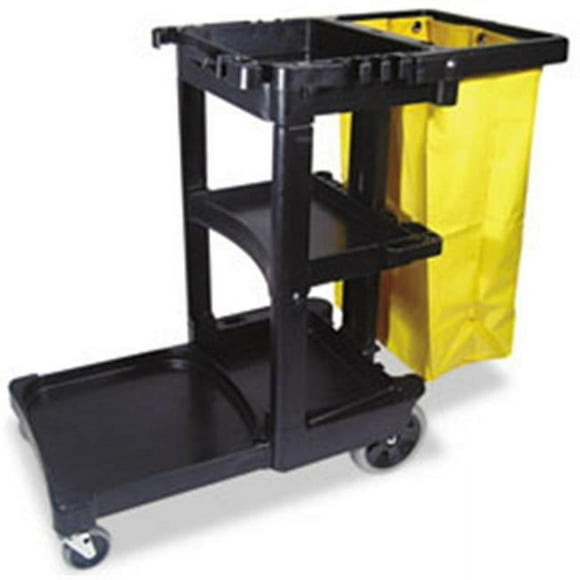 Rubbermaid Commercial 617388BK Chariot de Nettoyage à Tablettes Multiples - 3 Tablettes - 20 x 45 x 38-1/4 - Gris