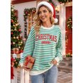 thumbnail image 6 of DEXIO Women's Oversized Christmas Vibes Sweatshirt Striped Long Sleeve Crewneck Pullover Shirt Loose Fit Winter Xmas Holiday Sweatshirts M Green, 6 of 12