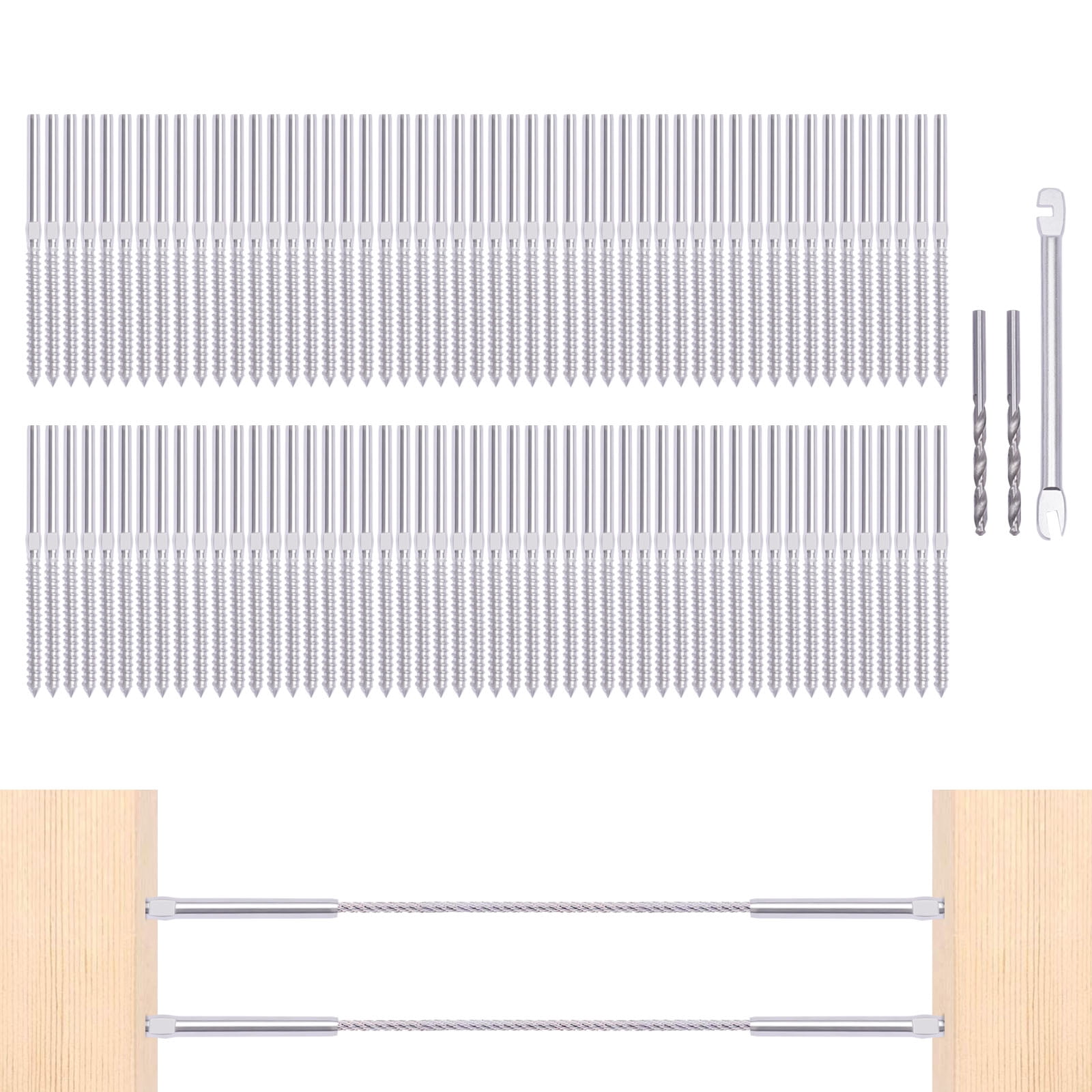 3/16" Cable Railing T316 Stainless Steel Swage Lag Screw Stud Thread Fitting 100pcs
