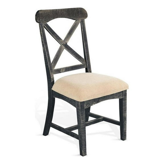 Rena Dining Chair Set of 2- X-Back Design- White- Black Mahogany Wood