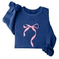 thumbnail image 4 of Tops for Women under $10 Bow Tie Printing Long Sleeve Round Neck Loose Sweatshirts Blue S, 4 of 4