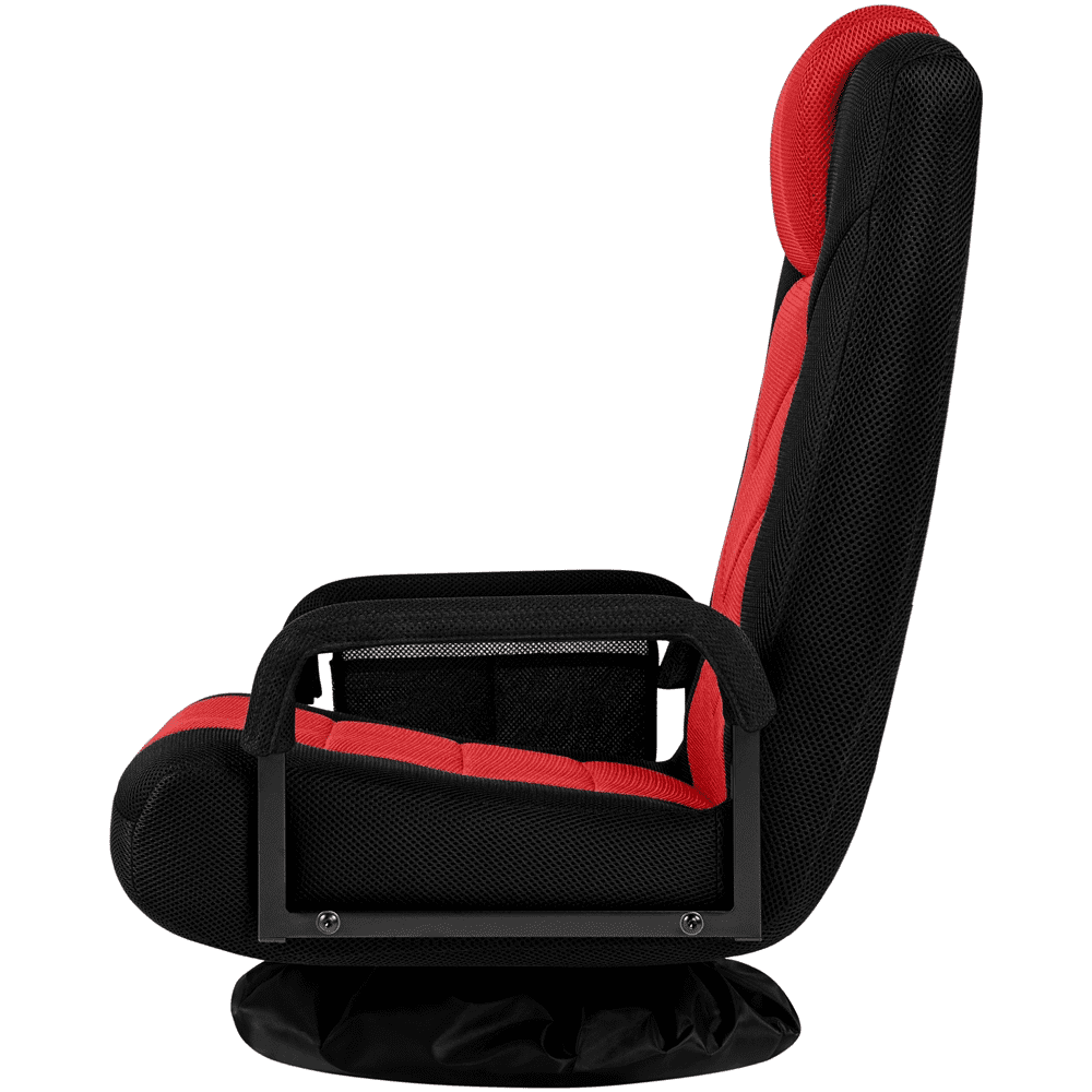 Alden Design Swivel Floor Gaming Chair with Adjustable Backrest, Black/Red