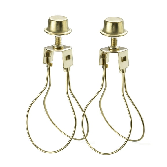 Aspen Creative 20027, Light Bulb Clip-On Adapter with shade attaching finial in Polished Brass Finish, 2 Pack