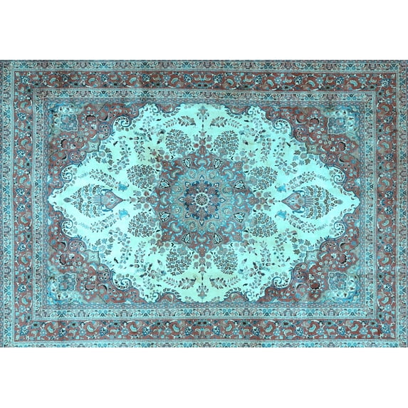 Ahgly Company Indoor Rectangle Persian Light Blue Traditional Area Rugs, 8' x 12'