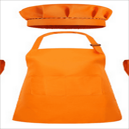 

Children Apron and Chef Cap Solid Color Sleeveless Apron Set Adjustable Children Kitchen Chef Apron with Pockets for Cooking Painting