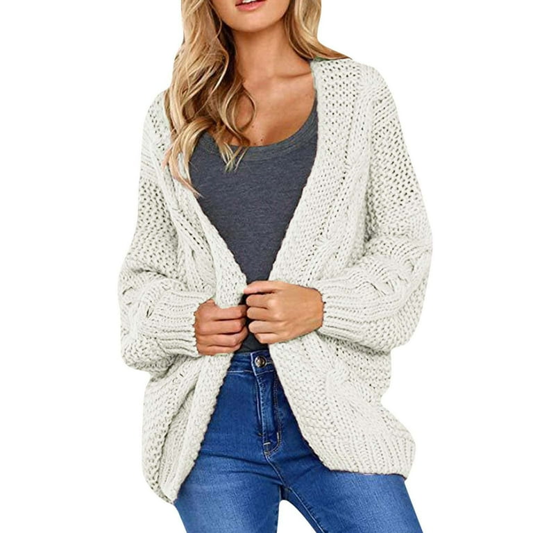Hunpta Womens Cardigan Oversized Open Front Long Sleeve Fuzzy Knit