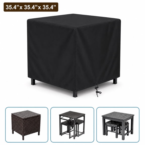 EEEkit Square Patio Furniture Cover, Waterproof 210D Oxford Outdoor Table and Chair Set Cover with Drawstring, 35.4L x 35.4W x 35.4H