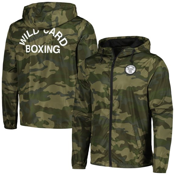 Camo Wild Card Boxing Old School 1995 Logo Full-Zip Windbreaker Jacket