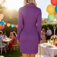 thumbnail image 6 of Mifsaly Tshirt Dress Women V-Neck Long Sleeve Bodycon Dresses Slim Fit Business Casual Night Out Cocktail Party Gowns XXL, 6 of 6