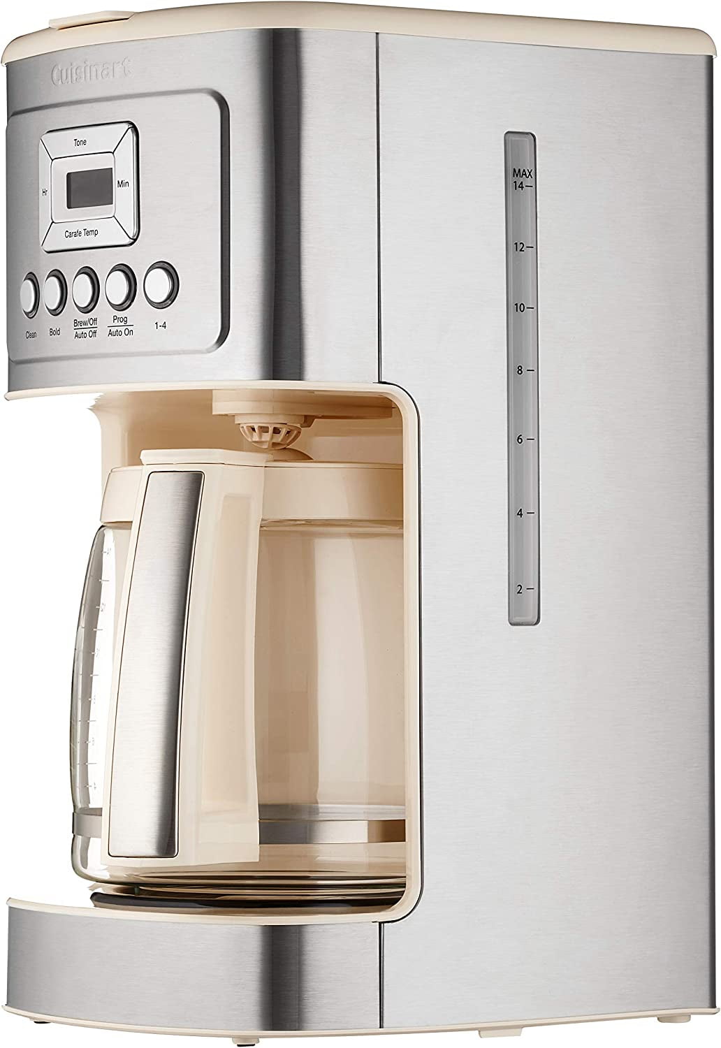 Coffee Maker, 14-Cup Glass Carafe, Fully Automatic for Brew Strength Control & 1-4 Cup Setting, Stainless Steel, DCC-3200CRM, Cream.