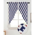 thumbnail image 2 of Swag Curtains, Independence Day Flag Day Star Black and White Check Rod Pocket Kitchen Curtains Valances Tier Curtains Swag Valance Curtains for Bedroom Living Room 36" x 45", 2 Panels, 2 of 6