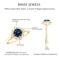 thumbnail image 5 of Rosec Jewels Round London Blue Topaz Vintage Engagement Ring with Diamond - 0.6 Carat - AAA Quality, 14K Yellow Gold, US 11.50, 5 of 8