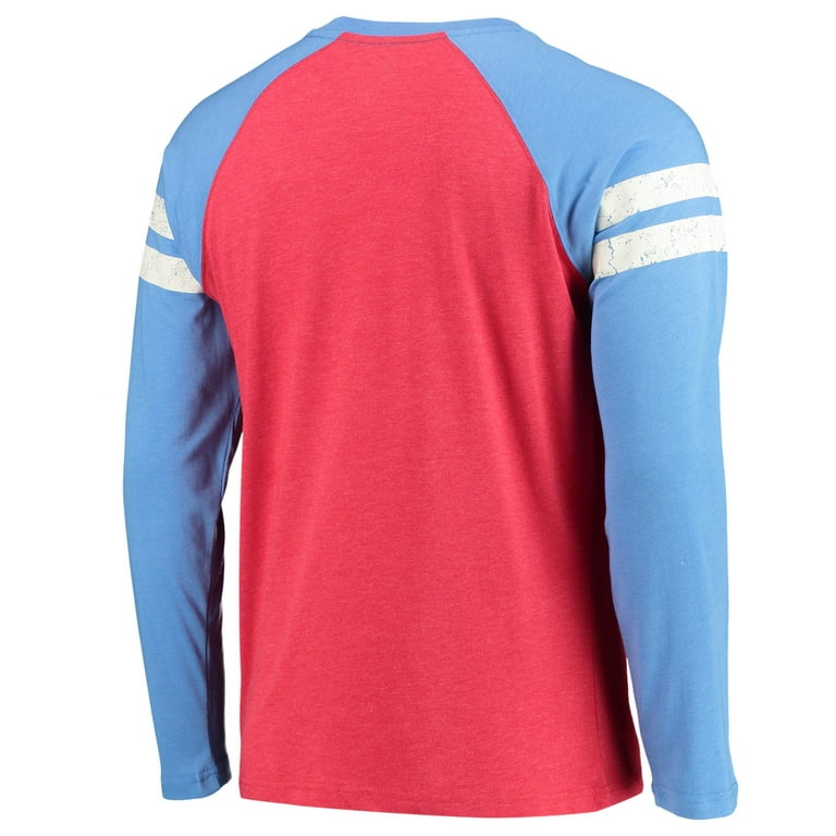 Men's Starter Red/Light Blue Houston Oilers Throwback League Raglan Long  Sleeve Tri-Blend T-Shirt 