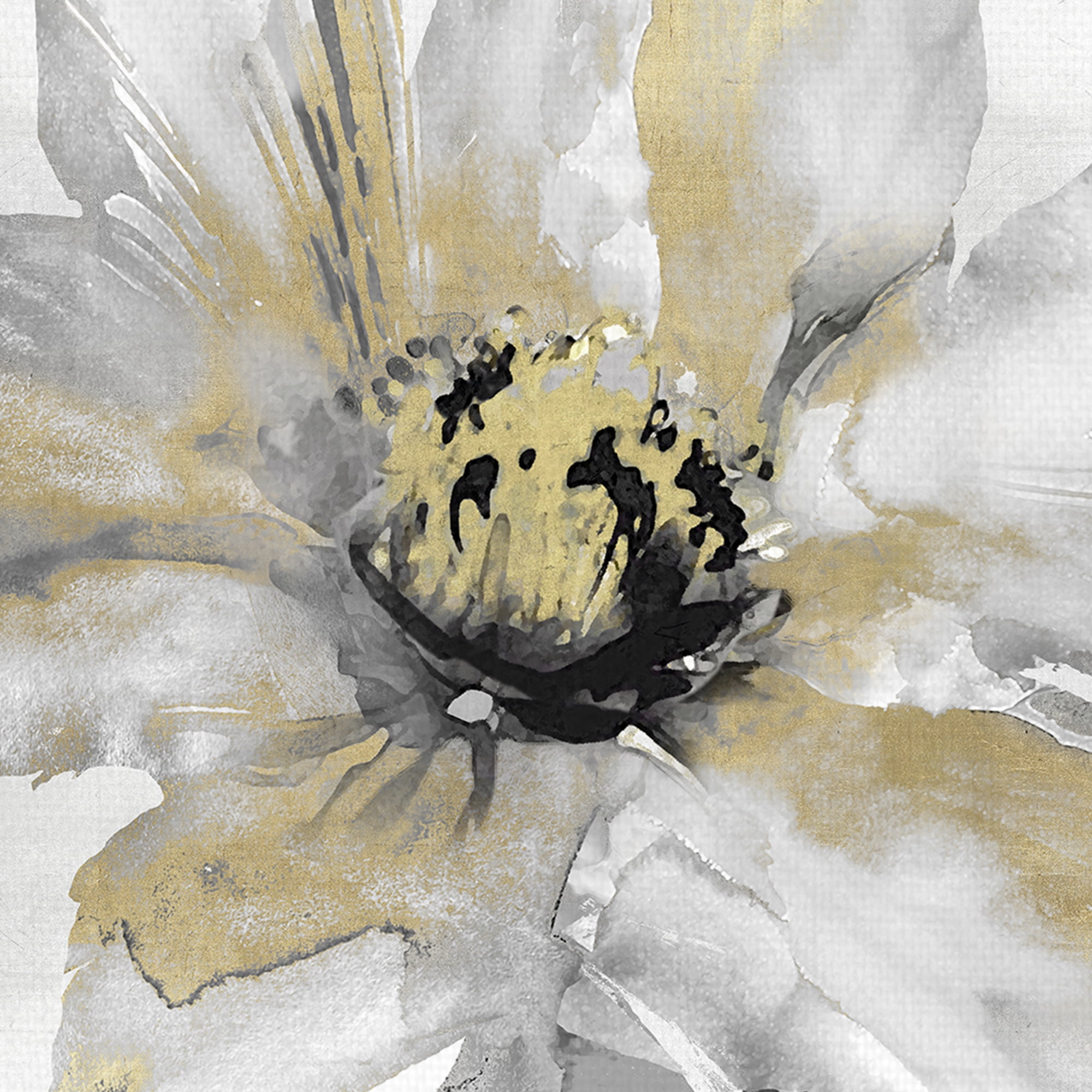 Gold Hearted Flower, Petals and Gold by Tania Bello Floral Canvas Art Set of II