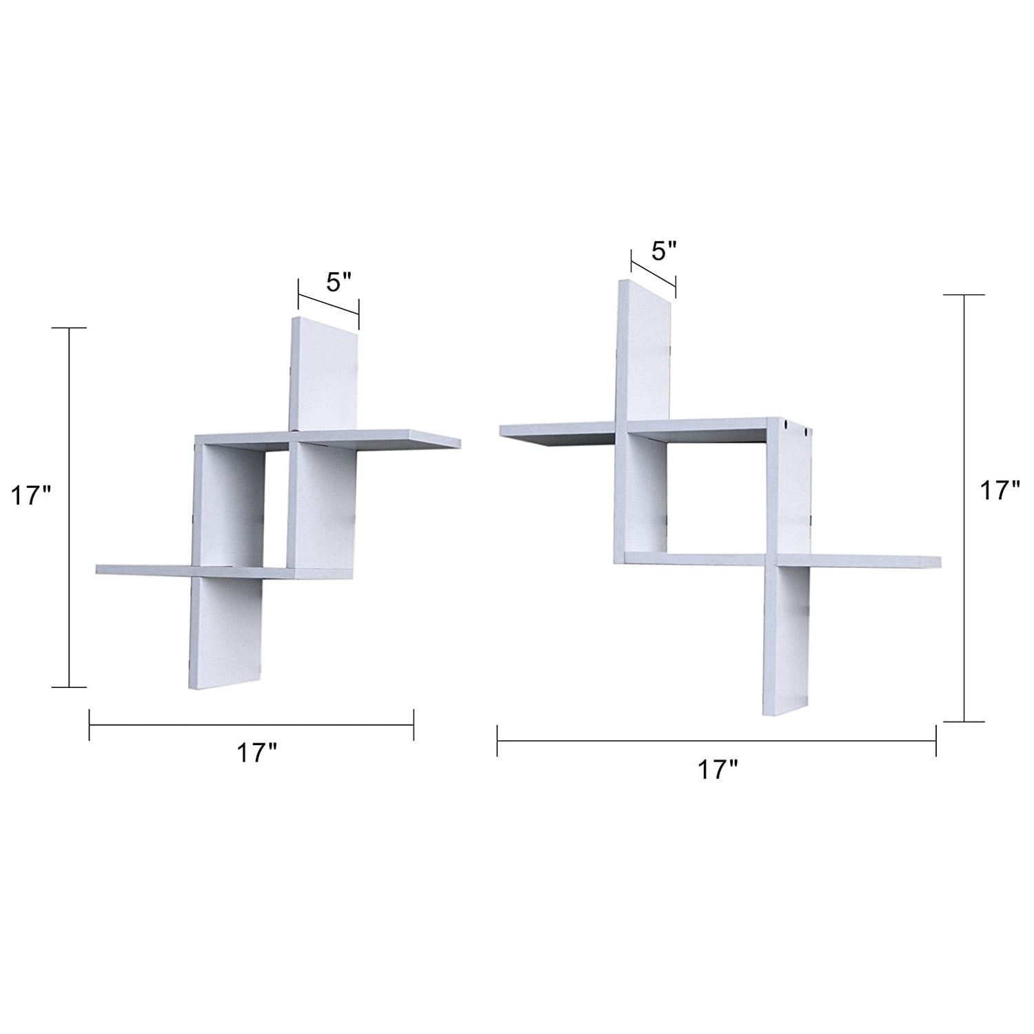 Lowestbest Wood Wall Shelf for Home, Reversed Criss Cross Wall Shelf, Set of 2