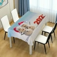 thumbnail image 6 of SKYSONIC 60"x120" Square Tablecloth with Two Sandy Christmas Snowmen with 2021 Prints, Anti-Wrinkle and Smooth Table Cloth for Kitchen/Home Party Decoration, 6 of 7
