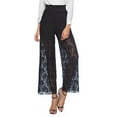thumbnail image 7 of REALiKUN Women's Lace Sheer Elastic Waist Wide Leg Pants See Through Long Trousers Party Clubwear, 7 of 7