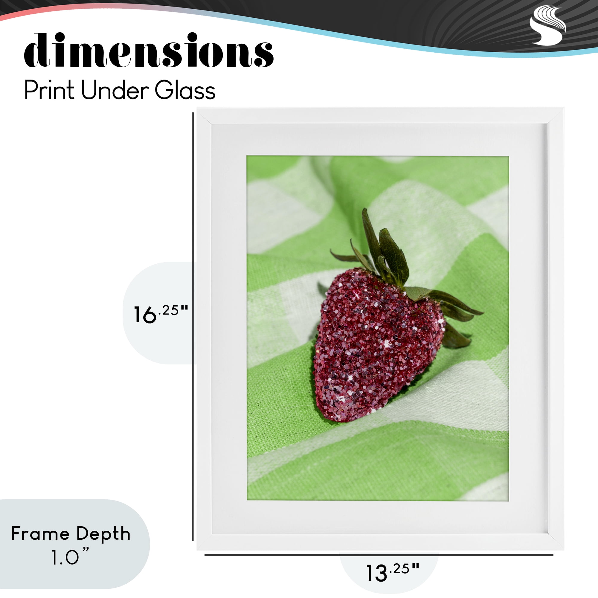 Stupell Industries Glimmer Strawberry on Green White Framed Print Under Glass, design by LISH Creative