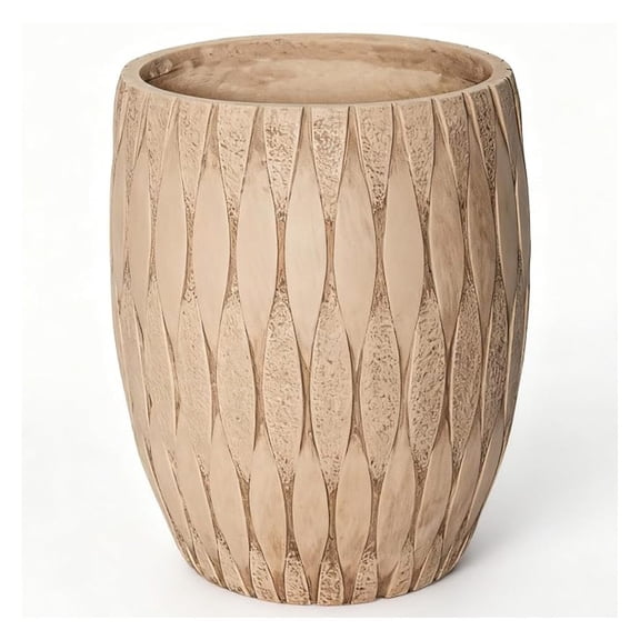 16" H x 14" Dia Concrete Planter with Drainage Hole-Large Decorative Cement Plant Pot for Indoor or Outdoor Use-Heavyweight Modern Container for Patio, Garden, or Home Décor