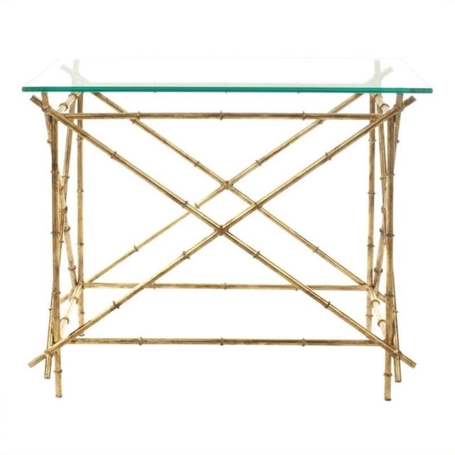 Safavieh Table d'Appoint en Fer et Verre Lisa, Or (Ensemble de 1)