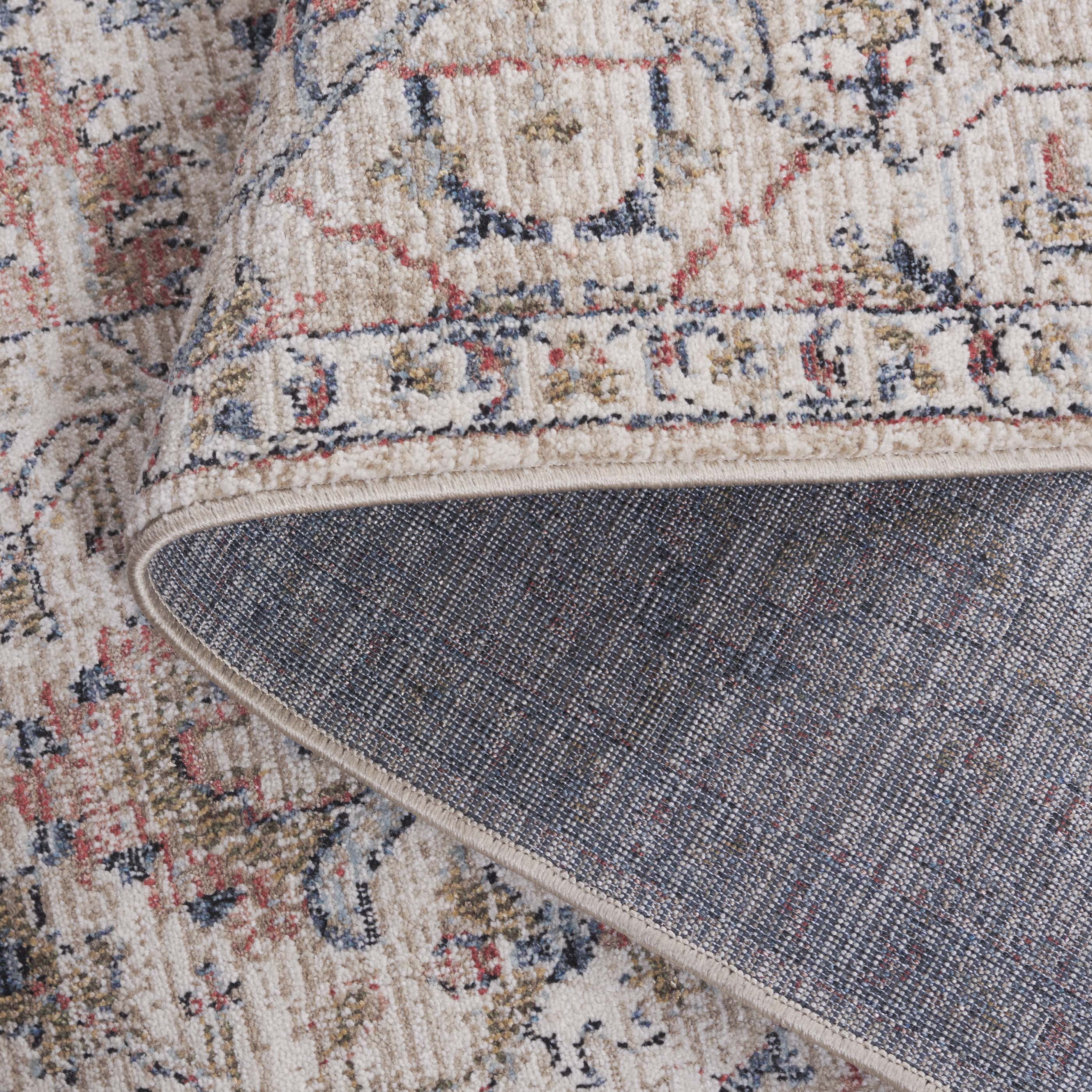 SAFAVIEH Vivaldi Jules Abstract Area Rug, Beige/Blue Rust, 6'7" x 6'7" Round