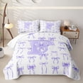 thumbnail image 2 of Manfei Cute Lavender Bow Quilt Full For Girls,Chic Letter F Monogram Full Bedspread Sets For Kids,3-Piece, 2 of 7