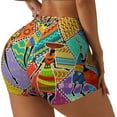 thumbnail image 2 of Vsdgher Dancing African Womans print Workout Shorts for Women Seamless Soft Smooth Gym Yoga Scrunch Active Exercise Fitness Shorts, 2 of 8