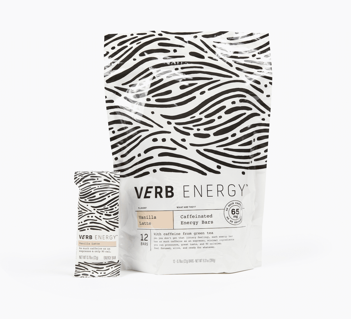 Verb Energy Caffeinated Bars, Vanilla Latte 12ct Pouch