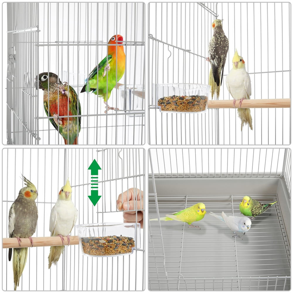 Alden Design 53.5" Metal Rolling Bird Cage with Play Top Stand, Light Gray