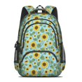 thumbnail image 2 of Sunflower and Leaf Blue Pattern Backpack for School, Cute School Bag with Adjustable Shoulder Straps and Padded Back, 16.9"x12.6"x5.9", 2 of 5