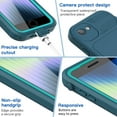 thumbnail image 3 of For iPhone SE 2022 Case iPhone SE 3rd Generation Waterproof,Built-In Screen Protector Mag-Safe Case Cover (Dark Blue/Green), 3 of 8