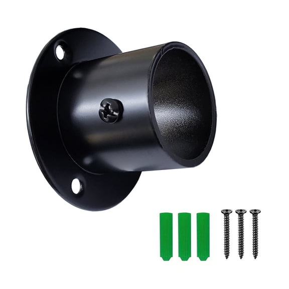 8 Packs Stainless Steel Wall Mount Pipe Bracket Pole Sockets Flange Rod Holder with Screws Use for Closet Wardrobe Shower Curtain Rod ID: 1-1/4 Inch (32mm)