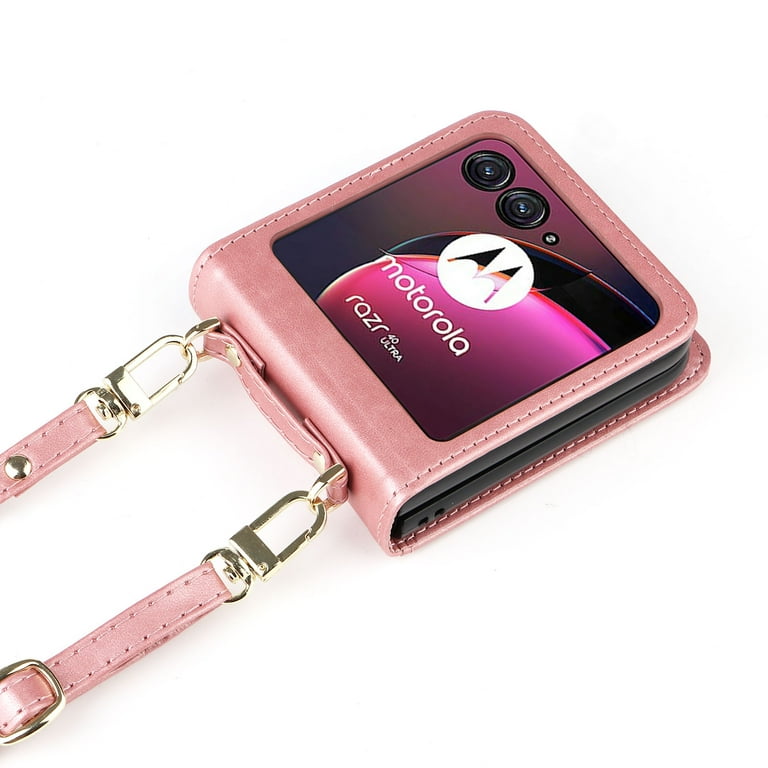 Dteck Motorola Razr + 2023 Wallet case with shoulder strap
