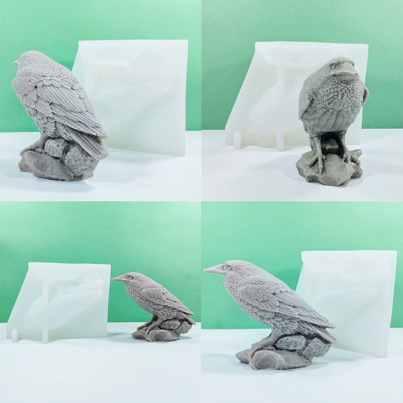 BELOWSYALER Halloween Silicone Moulds 3D Crow Candle Molds Scented Candle Molds Craft Castings Molds Halloween Decorations