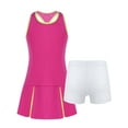 thumbnail image 1 of YONGHS Ensemble de Robe de Tennis Sans Manches pour Filles avec Shorts 2 Pcs Jupe-Culotte Rose Rouge 12, 1 of 6