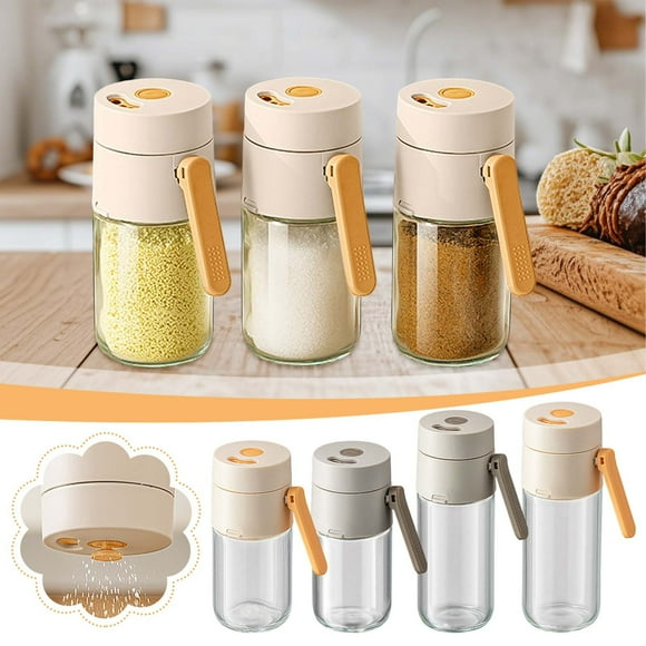Dispensador de condimentos de vidrio con medición precisa, sello hermético para especias de cocina, hierbas, sal - recipiente de vista transparente, control de porciones, frasco de almacenamiento