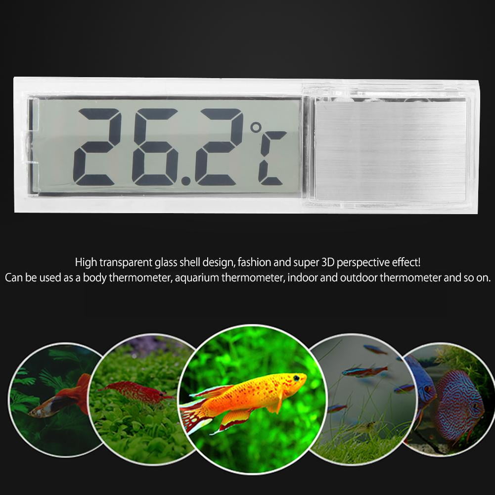 OTVIAP Digital Fish Tank Thermometer,3D LCD Electronic Transparent