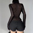thumbnail image 6 of Misright Women's Stretchy Mesh Long Sleeve Bodysuit Butterfly Pattern Cut Sheer Jumpsuit For Evening Parties Travel, 6 of 19