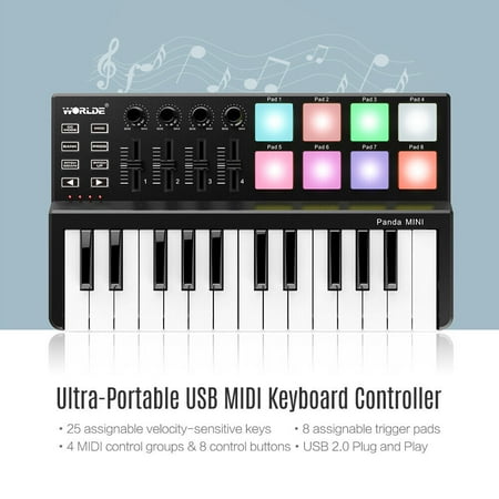 Beat & Music Maker DJ Piano USB MIDI Color Drum Pad & Keyboard Controller 25 Key